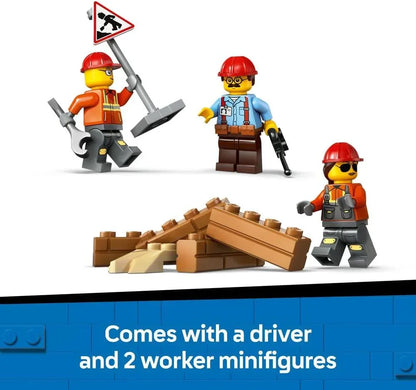 LEGO City - 60466 Yellow Bulldozer Toy - Large Construction Vehicle Building Set - incl. 3 Minifigures plus Loose Bricks & Road Signs - Birthday Gift for 8+ Year Old Boys