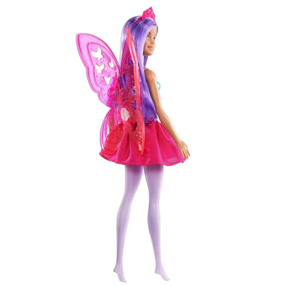 Barbie Dreamtopia Fairy Doll (11.5-in, Purple Hair) Wearing Skirt, Clip-On Wings &amp; Tiara, Gift 3 to 7 Year Olds - Jaiman Toys