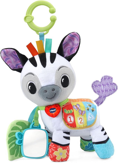 VTech Take Me with You Zebra | Interactive Musical Plush Zebra Toy with Mirror, Lights, Sounds & Sensory Activities