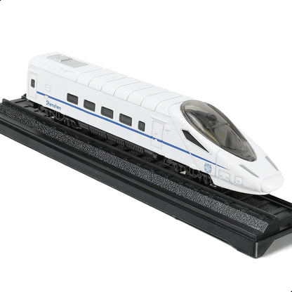 Shenzhen High-Speed Bullet Toy Train | Die-Cast Metal Railway Train with Display Base | White Train Toy for Kids & Collectors