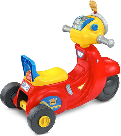 VTech 2-in-1 Map and Go Scooter for Toddlers | Interactive Ride-On & Push Scooter with Lights, Music, Learning Activities & Pretend Navigation | Red