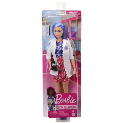 Barbie Scientist Doll (12 inches), Blue Hair, Color Block Dress, Lab Coat & Flats, Microscope Accessory, Great Gift for Ages 3 Years Old & Up - Jaiman Toys