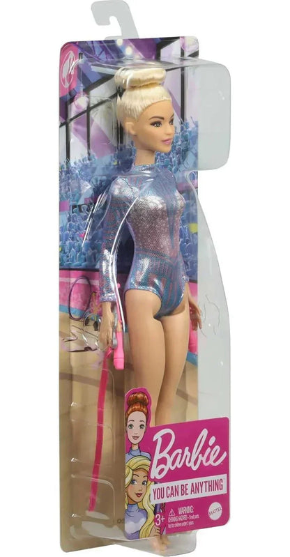 Barbie Rhythmic Gymnast Blonde Doll (12-in/30.40-cm) with Colorful Metallic Leotard, 2 Clubs & Ribbon Accessory, Great Gift for Ages 3 Years Old & Up - Jaiman Toys