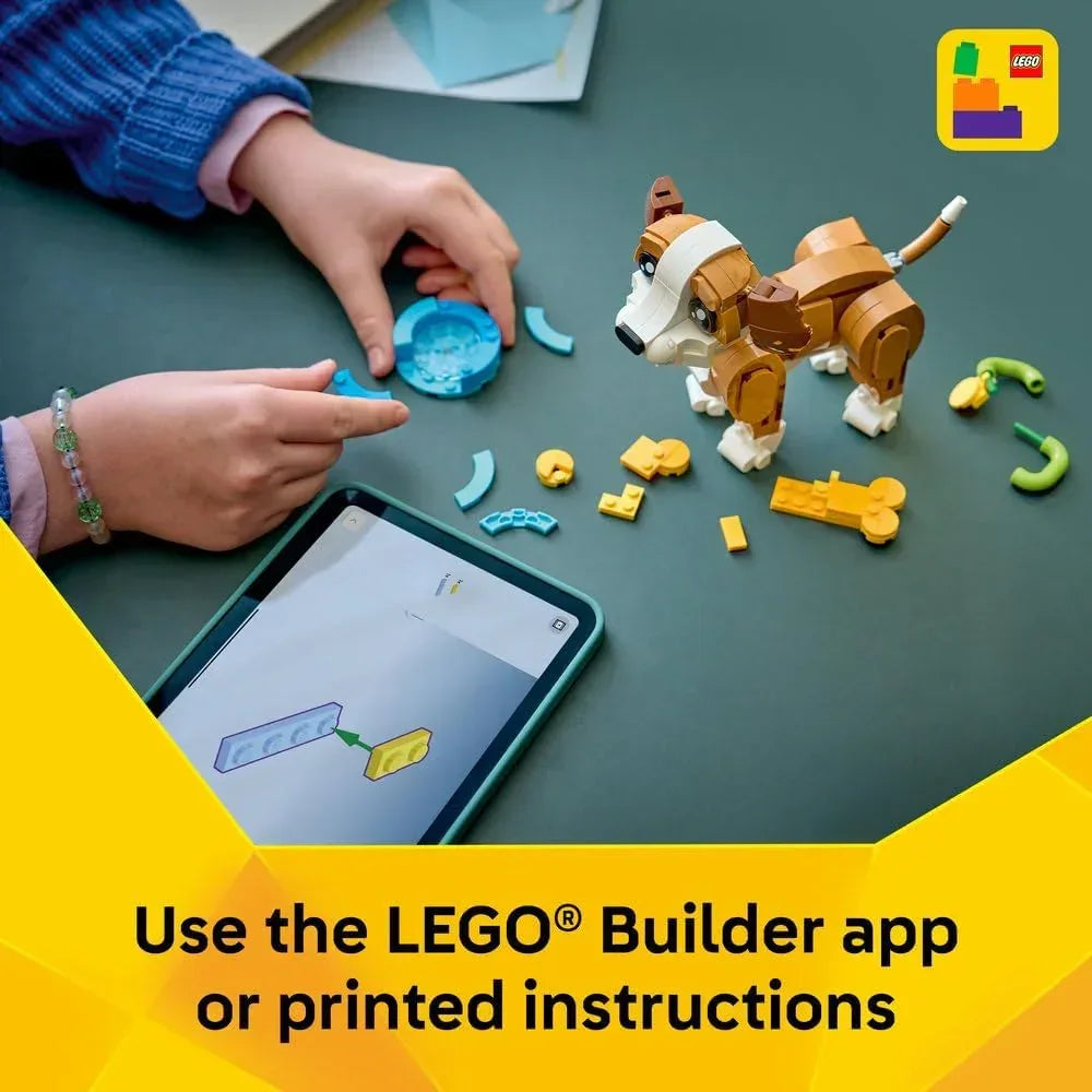 LEGO - 31382 Creator 3in1 Cute Animals: Playful Puppy Dog Toy - Pet Animal Figure Transforms into a Squirrel or Duck - Creative Birthday Gift for 8+ Year Old Girls & Boys