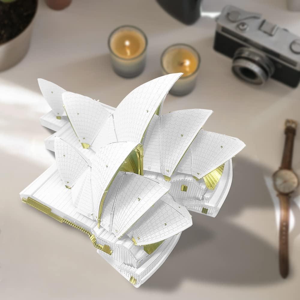 Piececool  3D Metal Puzzle Sydney Opera House Landmark Model – 122 Pieces – Level 4 Difficulty – Stainless Steel DIY Architecture Model Kit-Age16+