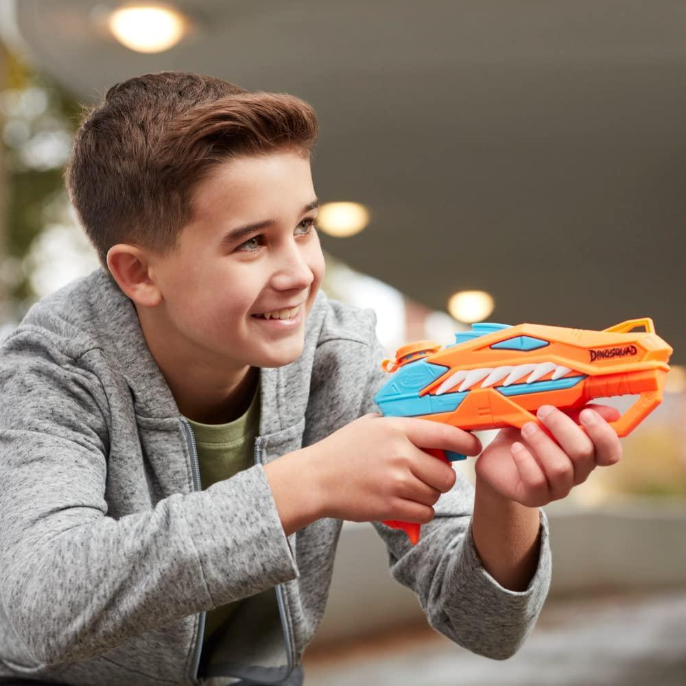 Super Soaker Nerf Dinosquad Raptor-Surge Water Blaster for Holi, Trigger-Fire Soakage for Outdoor Water Games On Holi Festival, Branded Toy Pichkari for 6+ - Jaiman Toys