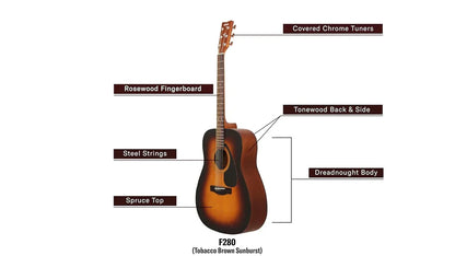 Yamaha F280 Acoustic wood Guitar, Tobacco own Sunburst - Jaiman Toys