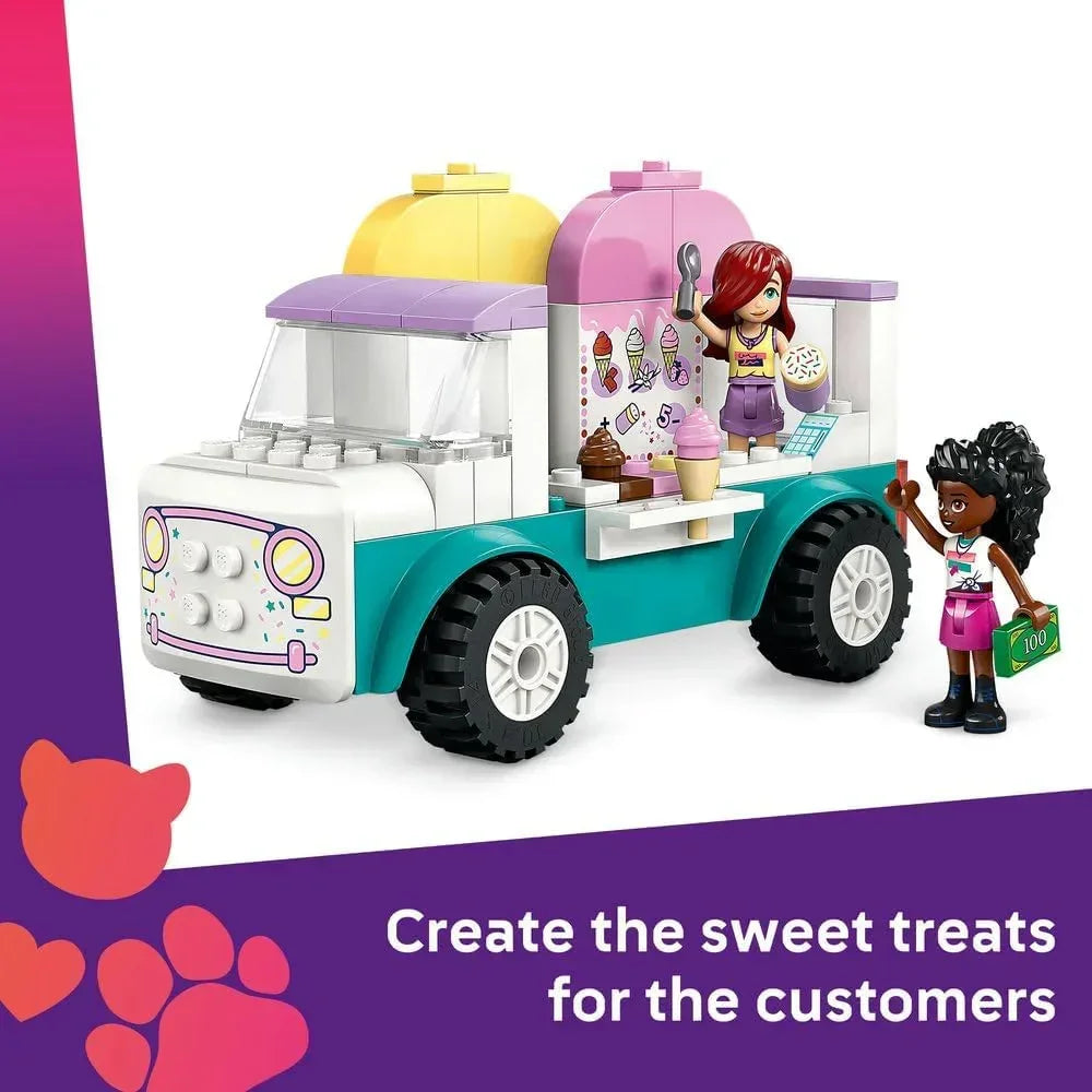 LEGO Friends 42644 Heartlake City Ice Cream Van Toy, Pretend-Play Food Set, Building Kit for Preschool Kids, Creative Role Play for Girls and Boys and Aged 4 and Over, 2 Minidolls and a Bunny Figure