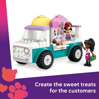 LEGO Friends 42644 Heartlake City Ice Cream Van Toy, Pretend-Play Food Set, Building Kit for Preschool Kids, Creative Role Play for Girls and Boys and Aged 4 and Over, 2 Minidolls and a Bunny Figure
