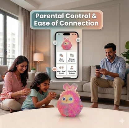 AI Interactive Plush Toy with LED Eyes | Smart AI Talking Plush Companion | App-Controlled Intelligent Plush Robot | Soft Rechargeable Interactive Toy | Grey | 9 Inch