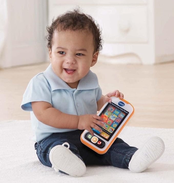 VTech Touch & Swipe Baby Phone Interactive Learning Toy with Lights, Sounds, Songs & Educational Activities | Orange