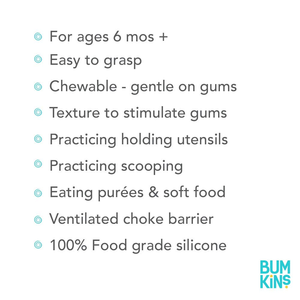 Bumkins Silicone Chewtensils Self-Feeding Baby Spoon & Fork Set – Marble | BPA-Free Food Grade Silicone Toddler Training Utensils | Baby-Led Weaning (BLW) Feeding Set for Infants 6+ Months