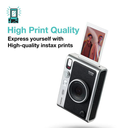 Fujifilm Instax Mini Evo Hybrid Camera Premium Edition with 20 Shots of Stone Gray Film and 100 Different Expressions-(Black) - Jaiman Toys