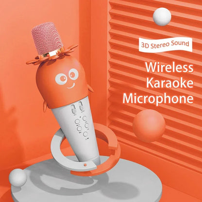 Wireless Bluetooth Karaoke Microphone, Portable 4D Stereo Mircophone with LED 7 Colorful Light, Intelligent Sound Repair Mic Speaker (Orange) - Jaiman Toys