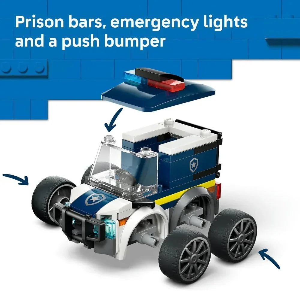 LEGO City 60481 Rides – Police Truck Toy - Emergency Vehicles Building Set w/a Police Officer Junior Minifigure - Party Bag Fillers - Small Collectible Gift for 5+ Year Old Boys