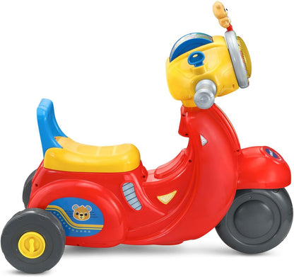 VTech 2-in-1 Map and Go Scooter for Toddlers | Interactive Ride-On & Push Scooter with Lights, Music, Learning Activities & Pretend Navigation | Red