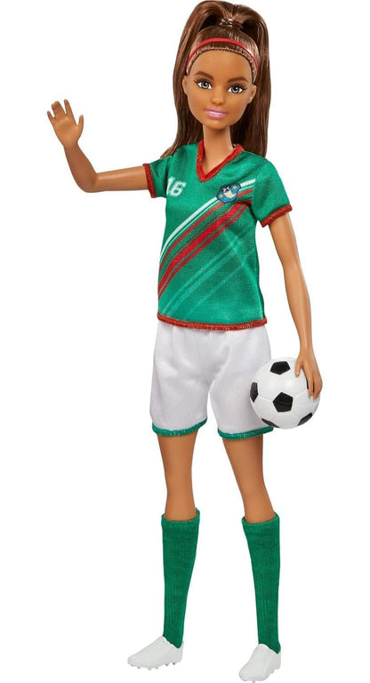 Barbie® Soccer Doll, Brunette Ponytail, Colorful #16 Uniform, Soccer Ball, Cleats, Tall Socks, Great Sports-Inspired Gift for Ages 3 and Up - Jaiman Toys