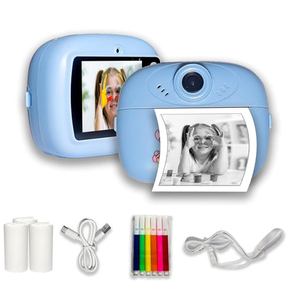 DIY Instant Print Camera for Kids – Thermal Ink-Free Printing Digital Camera with Paper Roll, Color Pens & USB Charging - 1 Pc