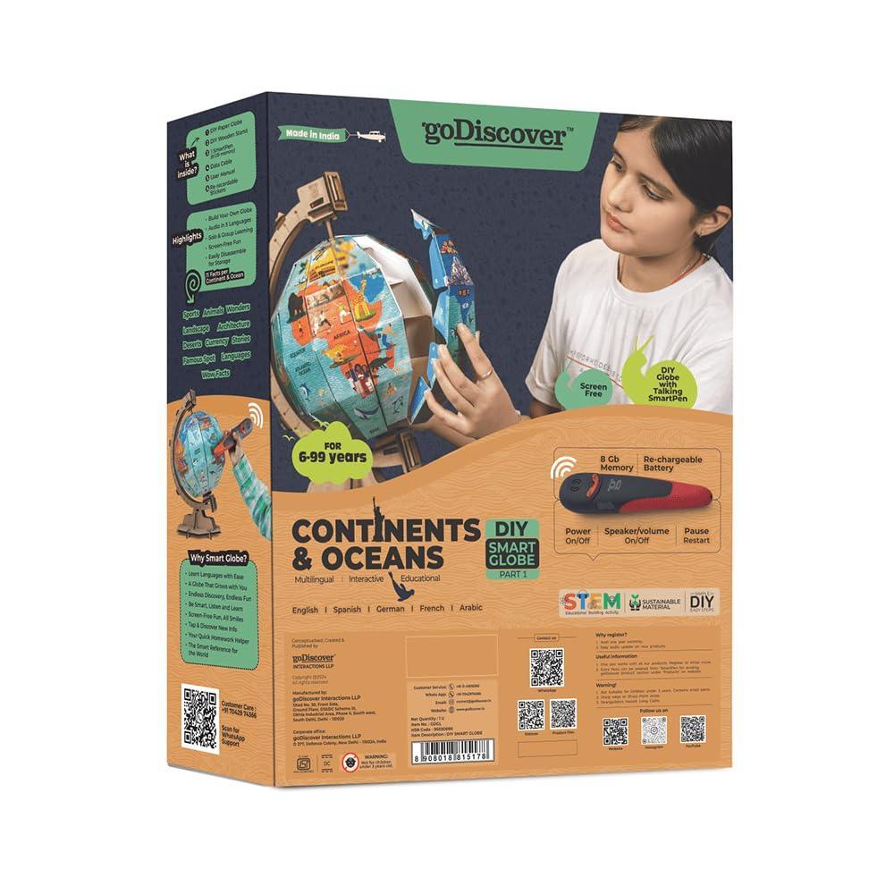 goDiscover Interactive Talking Globe with Smart Pen | Multilingual Geography Learning Toy for Kids