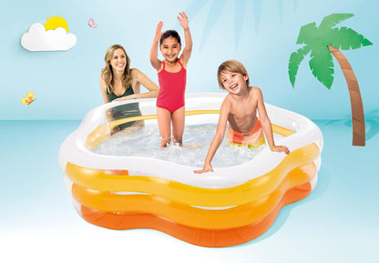 Intex 56495 Swim Center Family Inflatable Pool – 1.85m × 1.80m × 53 cm Square Family Lounge Pool with Built-in Seats