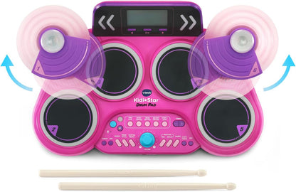 VTech KidiStar Drum Pad, Pink | Kids Electronic Drum Set with Bluetooth, Light-Up Drum Pads, Rhythm Games, Recording Function & Built-in Music Tracks | Interactive Musical Toy