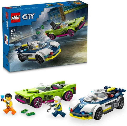 LEGO City 60415 Police Car and Muscle Car Chase, Racing Vehicle Toys for 6 Plus Year Old Boys & Girls, Fun Gift for Kids Who Love Pretend Play, Includes Officer and Crook Minifigures