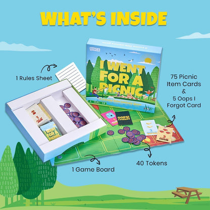 Binca Card Game - I Went for a Picnic, Fun Memory Game for Kids Ages 6 and Up, Cognitive & Concentration Building, Gifts for Boys & Girls, 2-4 Players - Jaiman Toys