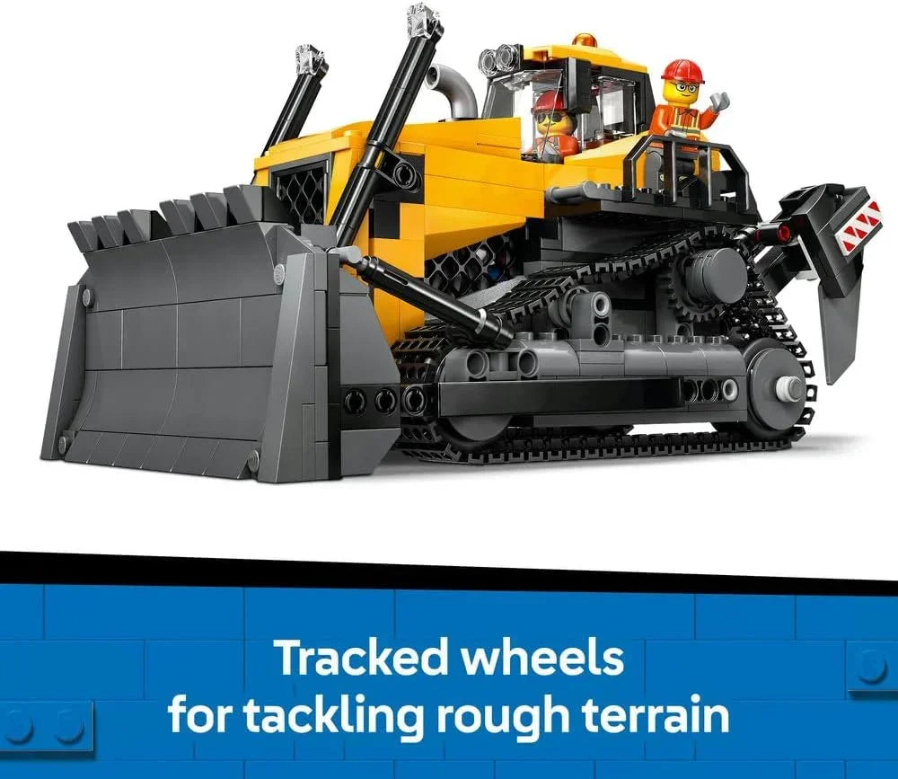 LEGO City - 60466 Yellow Bulldozer Toy - Large Construction Vehicle Building Set - incl. 3 Minifigures plus Loose Bricks & Road Signs - Birthday Gift for 8+ Year Old Boys