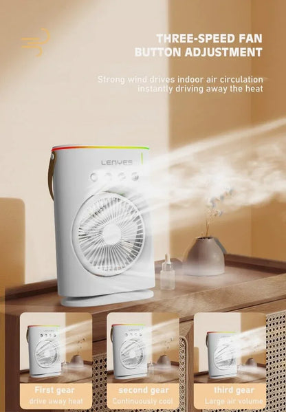 Lenyes LHF05 60 mm Mini Fan | LED Lighting | Rechargeable Fan | 3 Fan Speeds | 2 Light Mode Settings | High Speed Oscillation Table Fan | White Protable Fan - Jaiman Toys