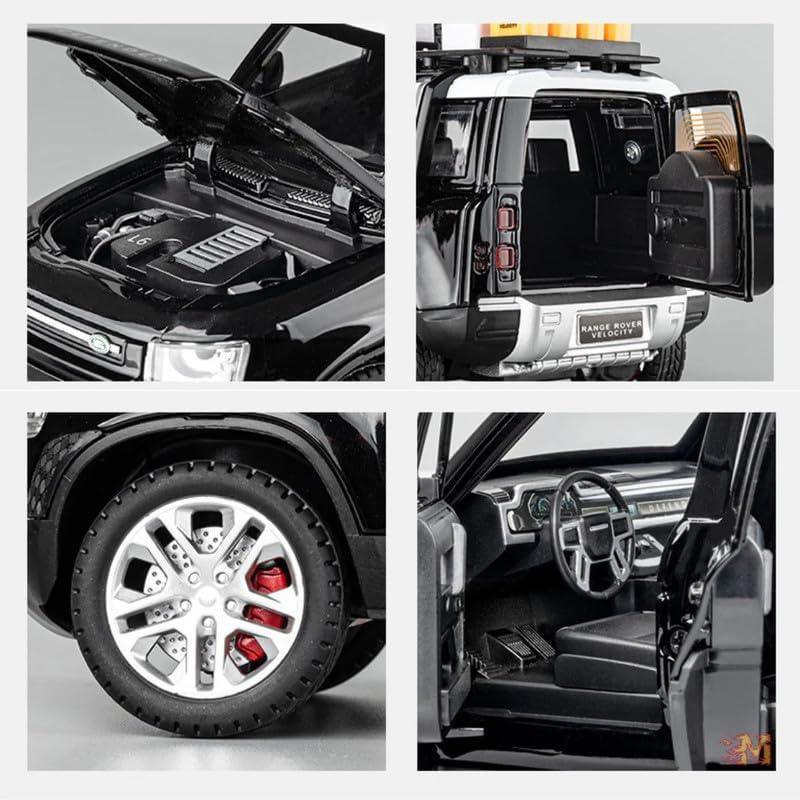 1:24 Land Rover Defender Die-Cast Model Car – Big Size Alloy Metal Pull Back Toy Car with Openable Doors, Light & Music - Jaiman Toys
