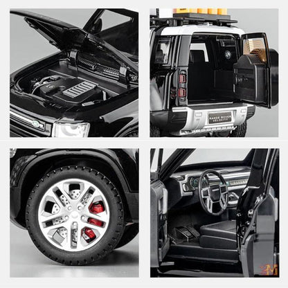 1:24 Land Rover Defender Die-Cast Model Car – Big Size Alloy Metal Pull Back Toy Car with Openable Doors, Light & Music - Jaiman Toys
