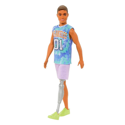 Barbie® Ken® Fashionistas™ Doll #212 with Prosthetic Leg, Wearing Los Angeles Jersey and Purple Shorts with Sneakers - Jaiman Toys