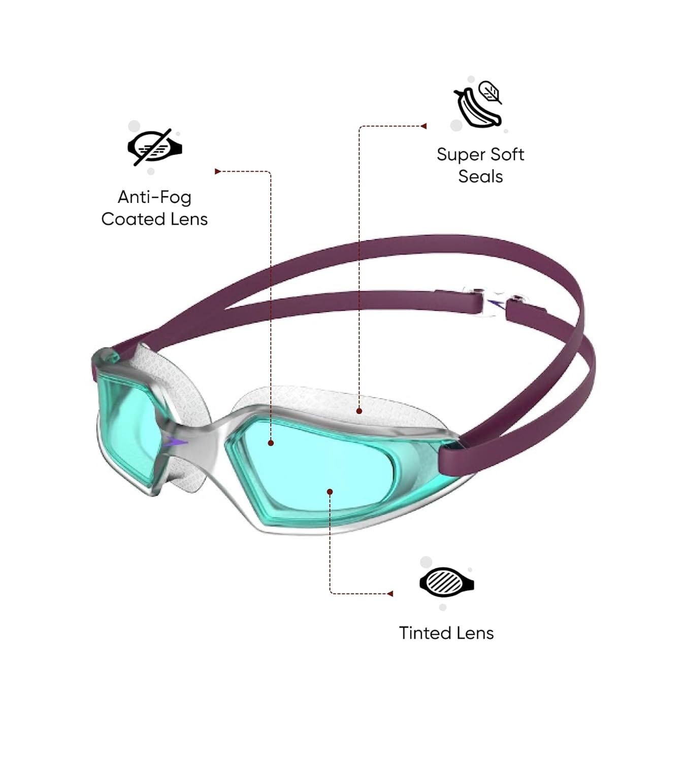 Speedo Kids Hydropulse Smoke Lens Swim Goggles – Anti-Fog UV Protection Swimming Goggles for Boys & Girls (Age 6–14 Years)