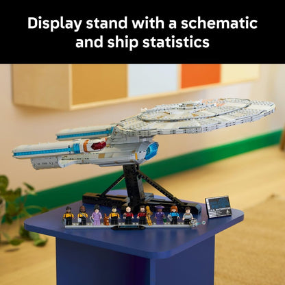 LEGO 10356 Icons U.S.S. Enterprise NCC-1701-D Starship Model – Collectible Display Set with Minifigures | Advanced Building Set for Adults