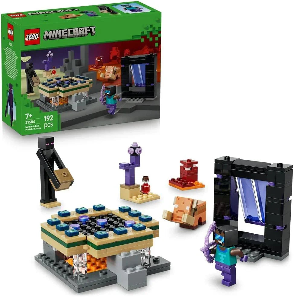 LEGO - 21584 Minecraft Nether & End Portal Journey - Building Toy w/a Cool Hero, Enderman & Baby Hoglin Mob Figures - Gaming Gift for 7+ Year Old Boys & Girls