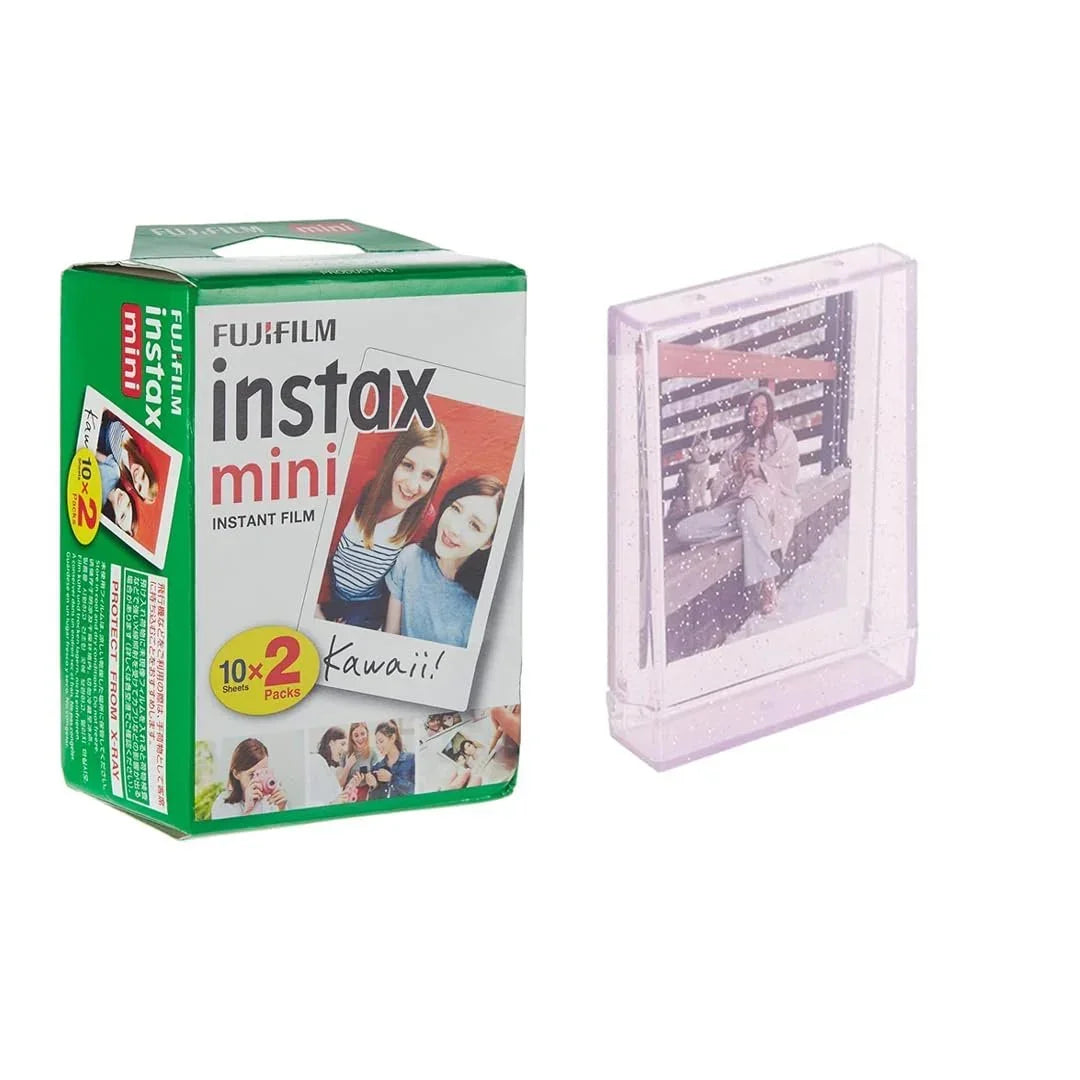 Fujifilm Instax Instant Camera Accessories : 20 Mini Film Shots + Photo Storage Box - Blossom Pink - Jaiman Toys
