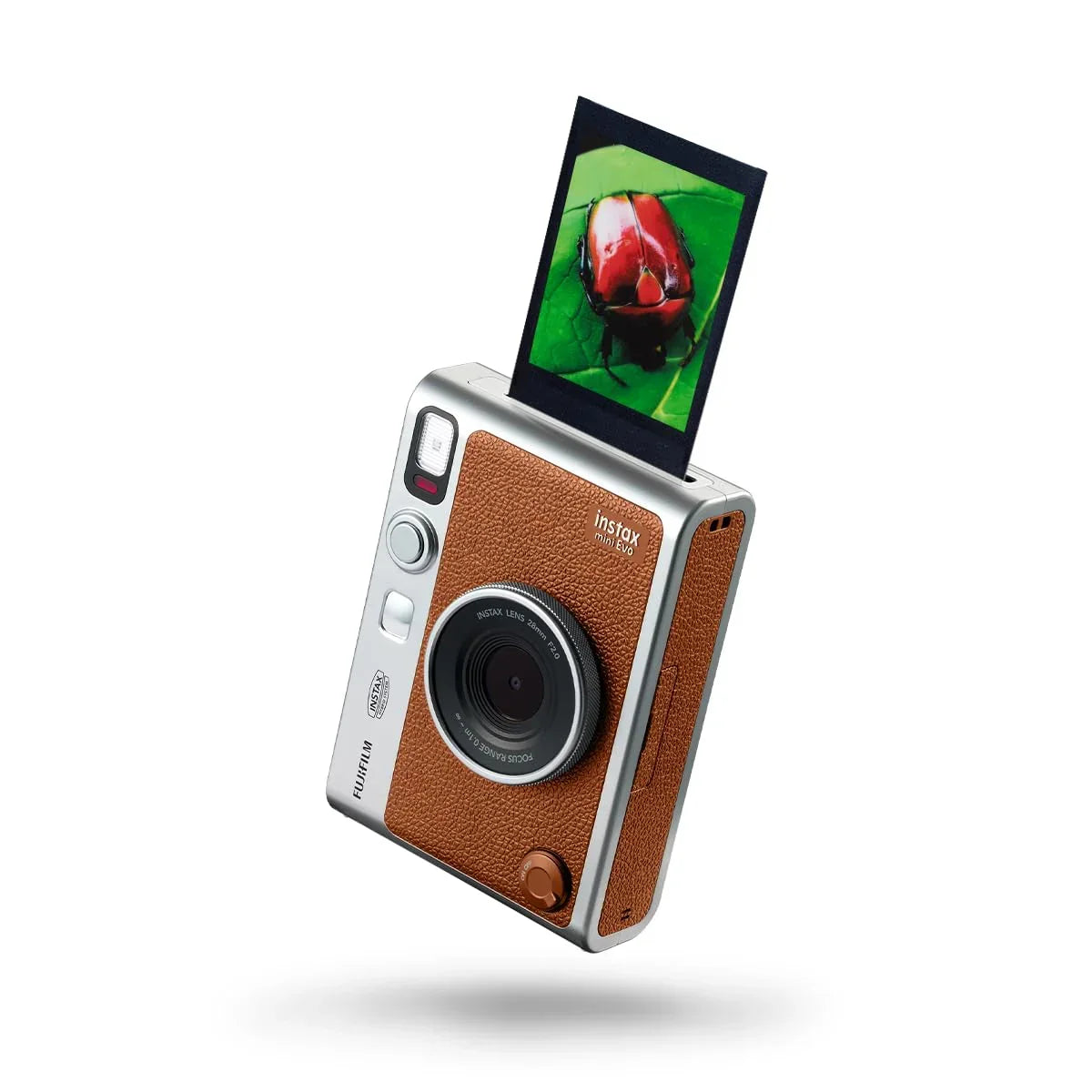 Fujifilm Instax Mini Evo Hybrid Camera Premium Edition with 20 Shots of Instax Mini Black Film and 100 Different Expressions-(Brown) - Jaiman Toys