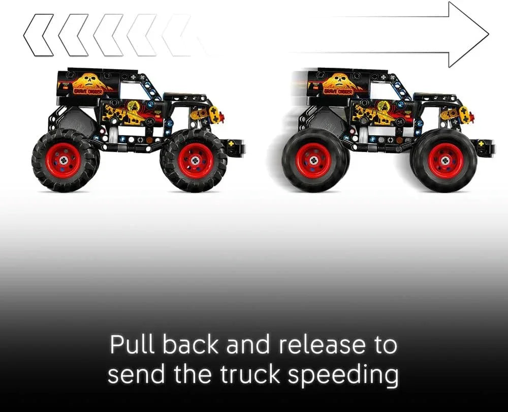 LEGO 42219 Technic Monster Jam Grave Digger Fire and Ice - Pull-Back Truck Toy - Race Car Model Kit w/Authentic Details - Birthday Gift for 7+ Year Old Boys, Girls & Fans