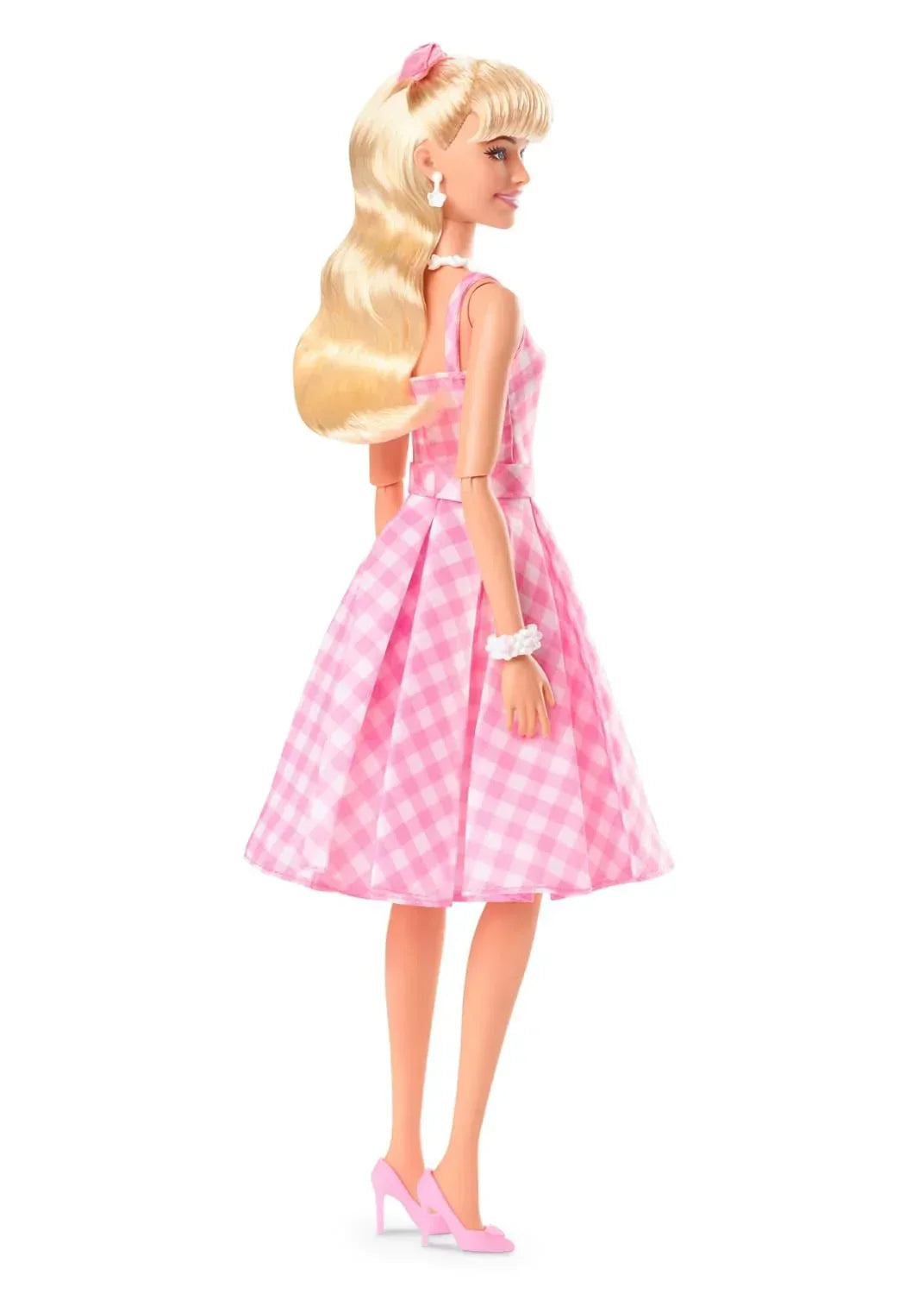 Barbie™ The Movie Doll Wearing Pink and White Gingham Dress with Daisy Chain Necklace - Jaiman Toys
