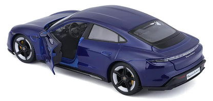 Bburago - 1/24 Scale Model Compatible with Porsche Taycan Turbo S 2019 Sports Car Miniature Collectible (Blue) - Jaiman Toys