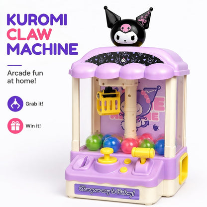 Kuromi Claw Machine - Mini Arcade Grabber Toy with Music & Lights, Coin-Operated Grab Game with Joystick Control, Interactive Toy Gift for Kids, Ages 3+ Years