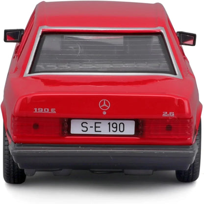 Bburago 1:24 Scale Die-Cast Model – 1987 Mercedes-Benz 190E 2.6 (Red) - Jaiman Toys