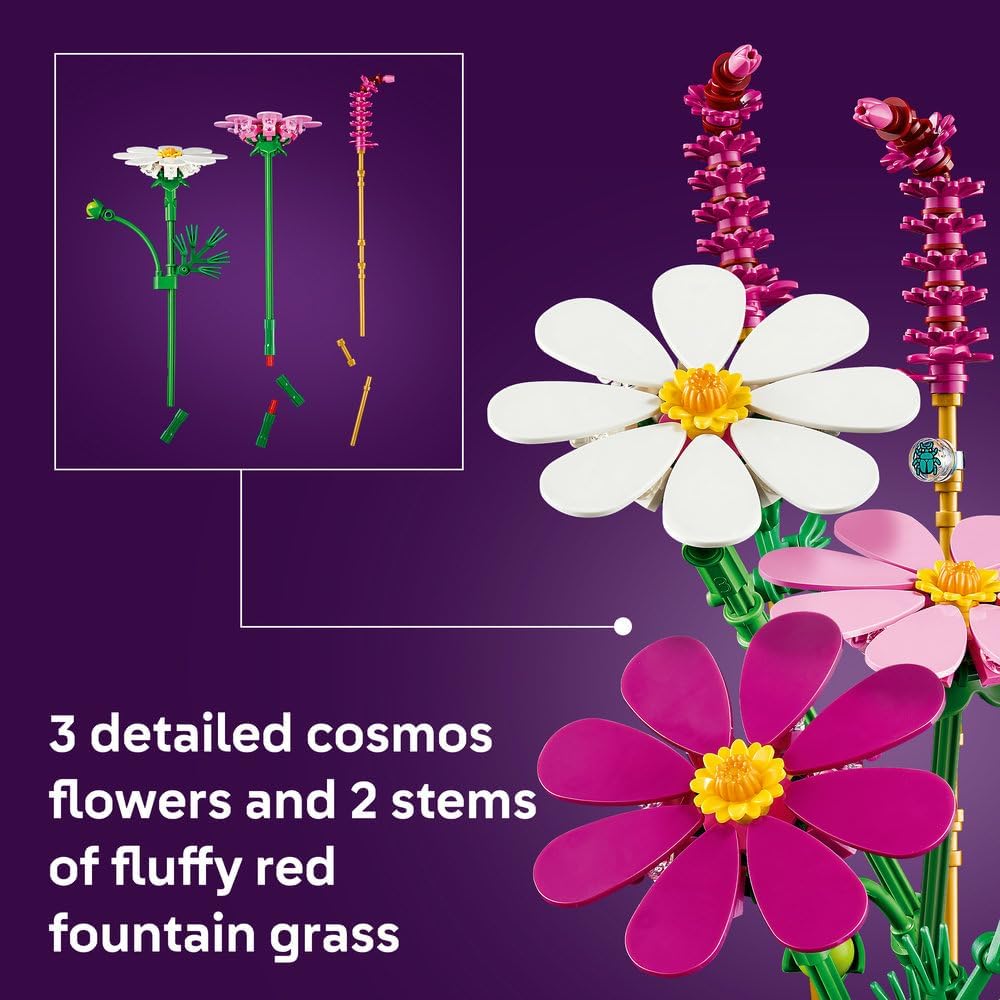 LEGO 11514 Botanicals Cosmos Flowers Building Set | 171 Pieces | Decorative Floral Display for Home & Office