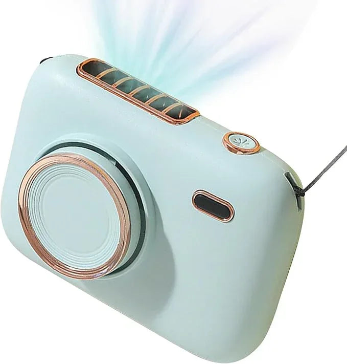 Mini Haletr Fan - Portable Hands-Free Personal Fan USB Rechargeable Camera Shape Fan (Blue) - Jaiman Toys