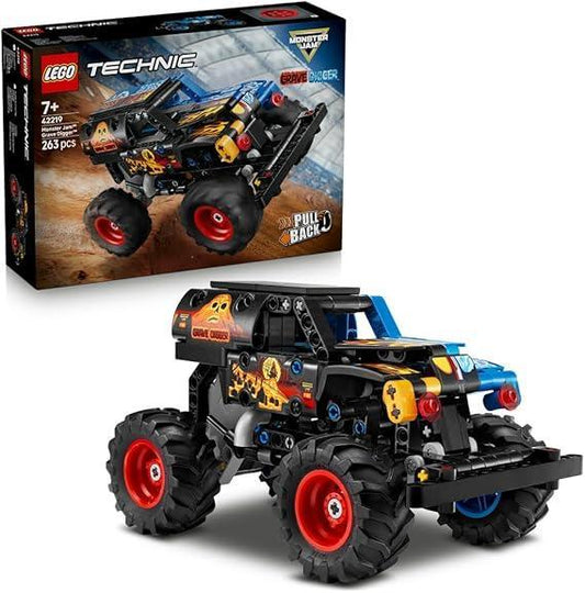 LEGO 42219 Technic Monster Jam Grave Digger Fire and Ice - Pull-Back Truck Toy - Race Car Model Kit w/Authentic Details - Birthday Gift for 7+ Year Old Boys, Girls & Fans