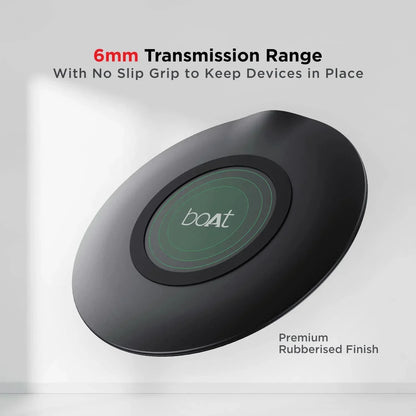 Boat Floatpad 350 Qi Certified Wireless Charger with 6Mm Transmission Range, Smart Ic Protection Against Damage & 1 USB Type C Output Cable for Cellular...