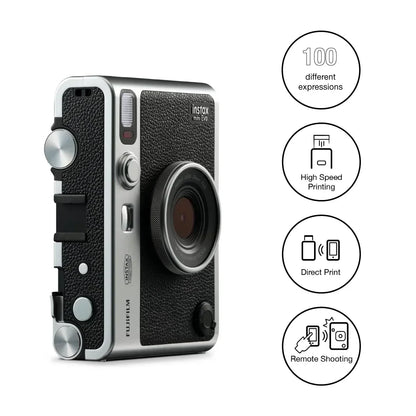 Fujifilm Instax Mini Evo Hybrid Camera Premium Edition with 20 Shots of Stone Gray Film and 100 Different Expressions-(Black) - Jaiman Toys