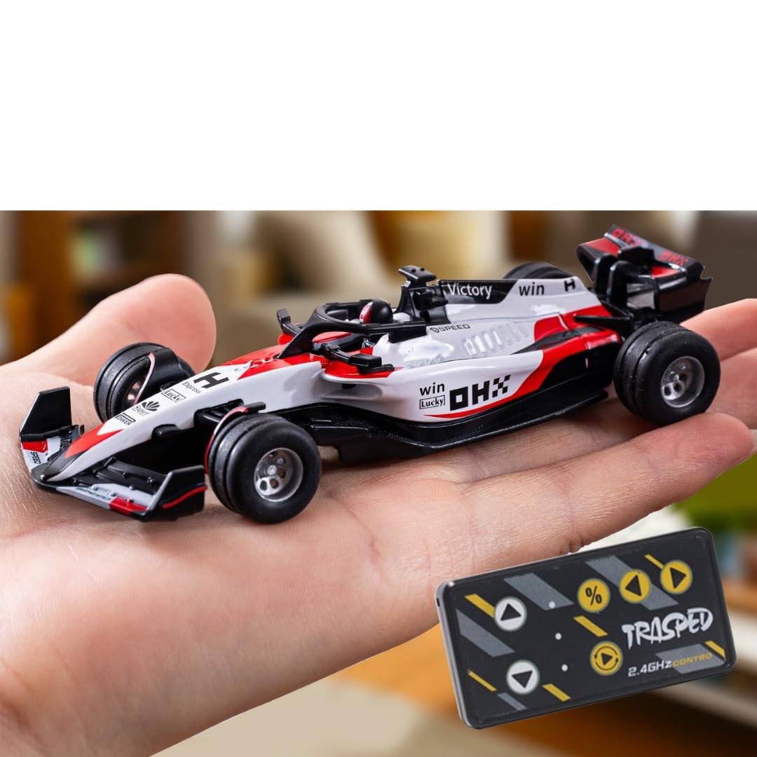 Trasped 1:64 Die-Cast Metal F1 Mini RC Racing Car with LED Lights – 2.4GHz Remote & App Control, USB Rechargeable Alloy Racing Car for Kids & Collectors (2 Variants)