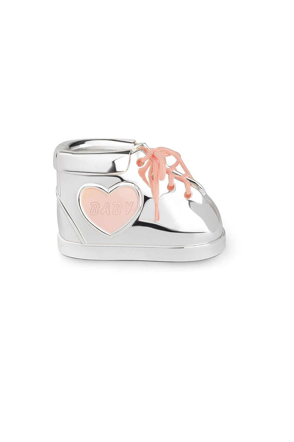 Momentz Baby Boot Money Bank Pink Silver | Decorative Baby Shoe Coin Bank, Piggy Bank & Nursery Keepsake Gift