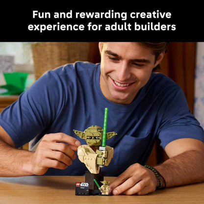 LEGO 75438 Star Wars Yoda Bust - Display Model Kit for Adults w/Green Lightsaber & Collectible Jedi Master Minifigure | 399 Pieces